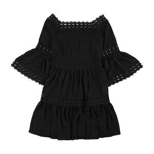 Romeo + Juliet Womens Lace Trim Off-Shoulder A-line Dress, Black, NWT
